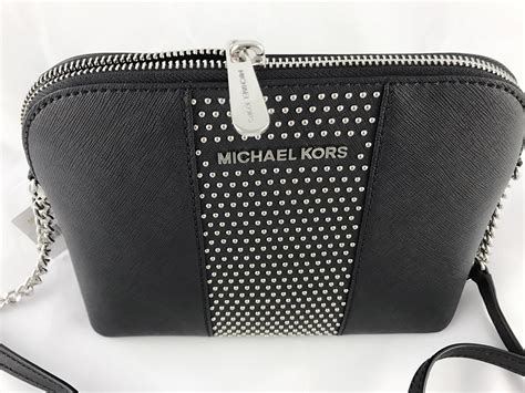 michael kors black purse with silver hardware|Michael Kors medium black silver.